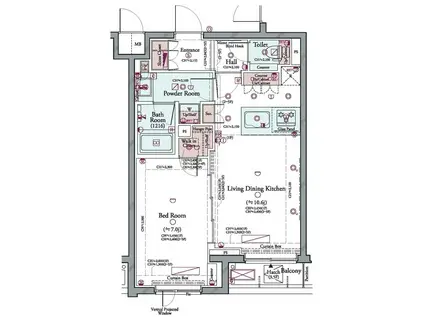 コンシェリア品川南 THE GRAND RESIDENCE(1LDK/4階)の間取り写真