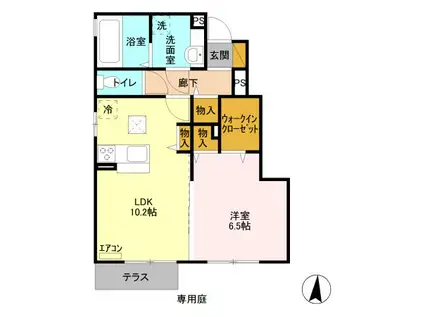 D-ROOM ショコラ A(1LDK/1階)の間取り写真