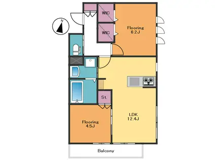 ロワゾ ブルー(2LDK/3階)の間取り写真