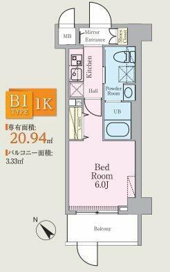 HYS西横浜(1K/1階)の間取り写真
