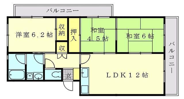 ファミール香椎II(3LDK/2階)の間取り写真