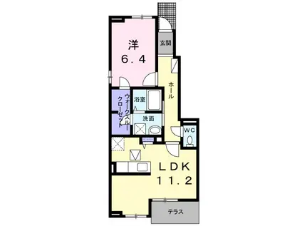 ハクモクレン C棟(1LDK/1階)の間取り写真