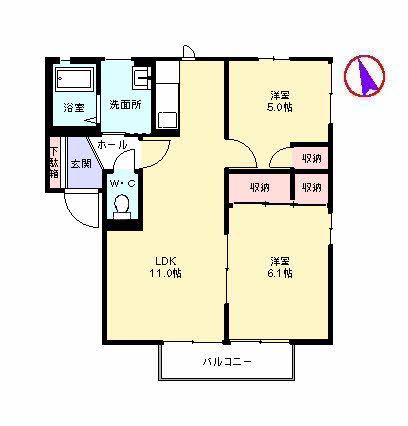 フェリース成和(2LDK/2階)の間取り写真