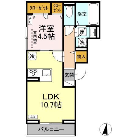 MON REVE 2025II(1LDK/2階)の間取り写真