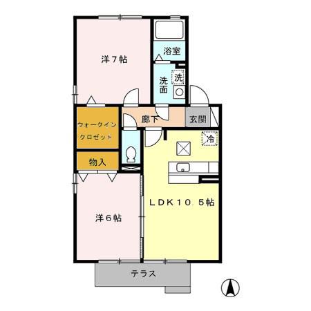 グランメールB(2LDK/1階)の間取り写真