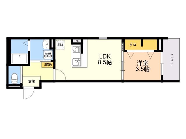 ROBOT HOME 竹下(1LDK/3階)の間取り写真
