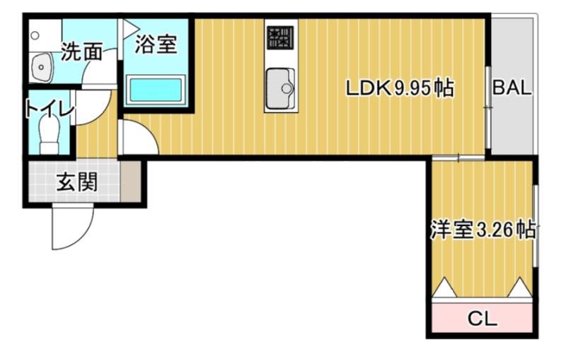 上白水3丁目AP(1LDK/2階)の間取り写真