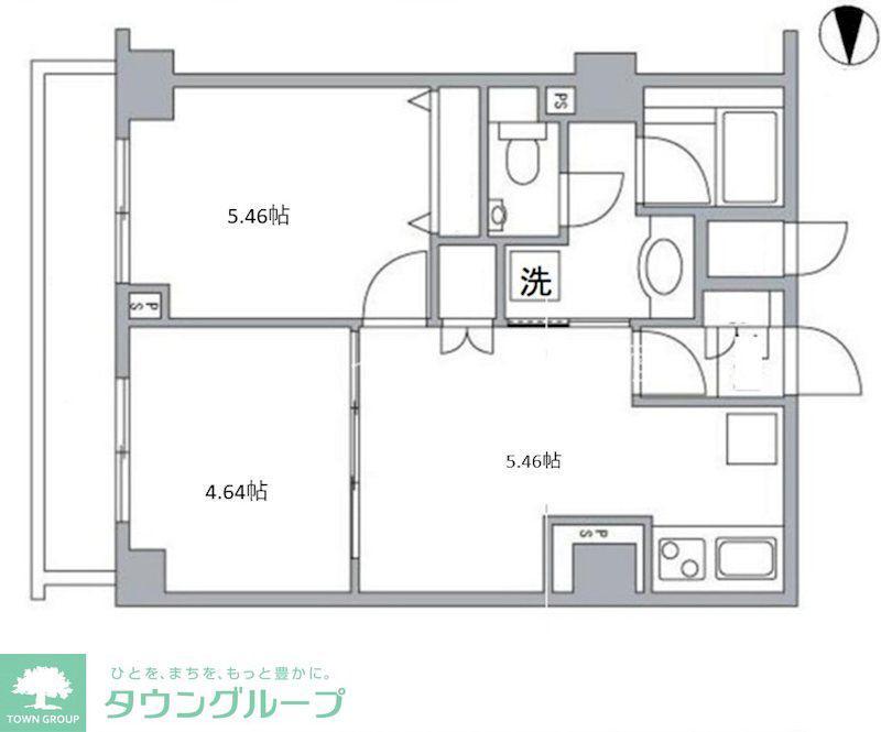 プラザ木場(2DK/2階)の間取り写真