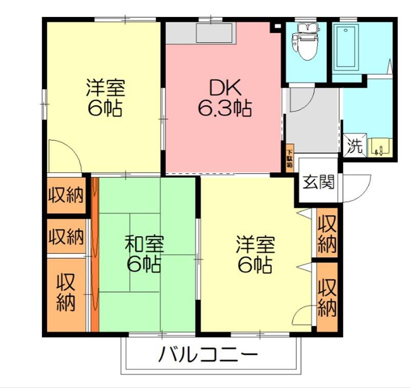 リバーサイドピアII(3DK/2階)の間取り写真