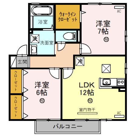 リビングタウン水口E棟(2LDK/1階)の間取り写真