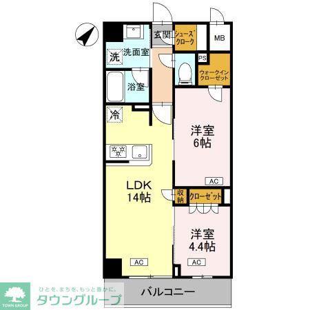 エマリーグレース(2LDK/6階)の間取り写真