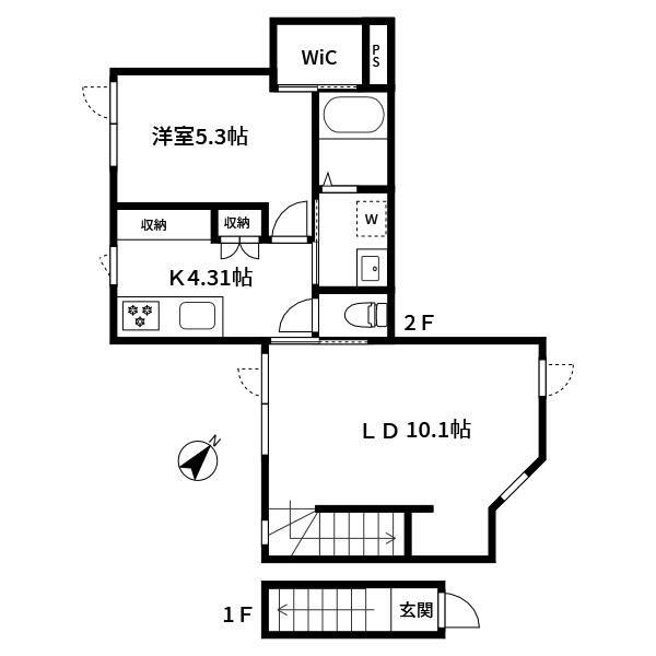 アリュイッテ清澄白河(1LDK/2階)の間取り写真