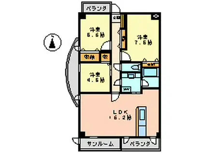 フォルムGP(3LDK/2階)の間取り写真