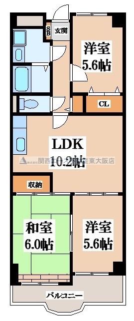 センターロイヤル(3LDK/7階)の間取り写真