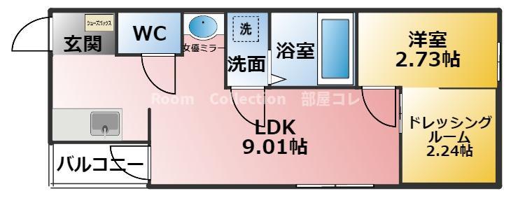 LIBERTE伝馬(1LDK/3階)の間取り写真