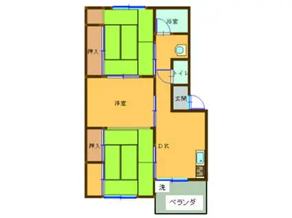 浅野第三ビル(3DK/2階)の間取り写真