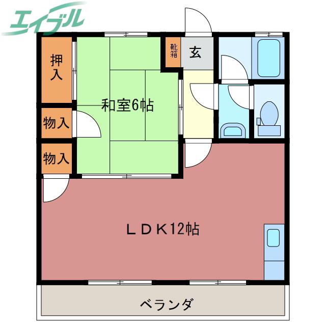 コーポ大伸(1LDK/2階)の間取り写真