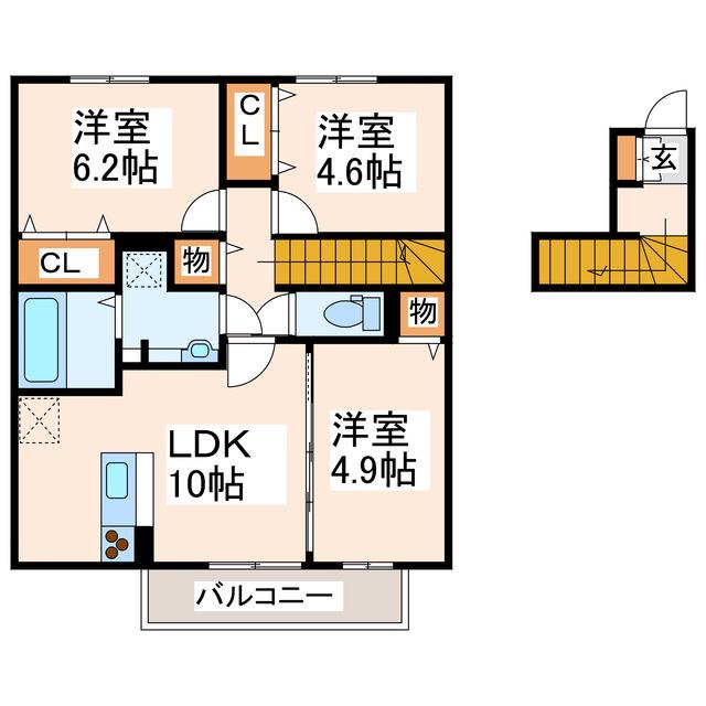 グランシャリオ山ノ神(3LDK/2階)の間取り写真