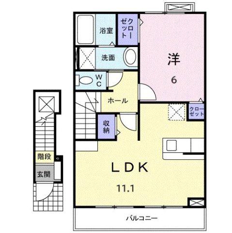 シャレオ(1LDK/2階)の間取り写真