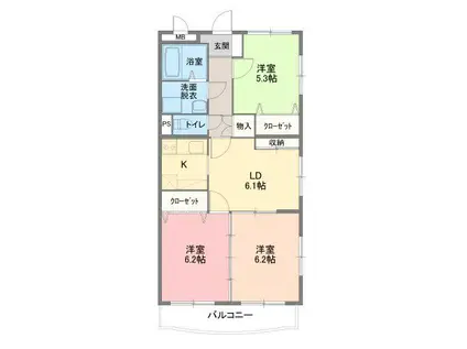 JOYFULTOWN SODA(3LDK/3階)の間取り写真