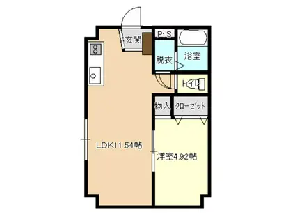 くつろぎ館(1LDK/2階)の間取り写真