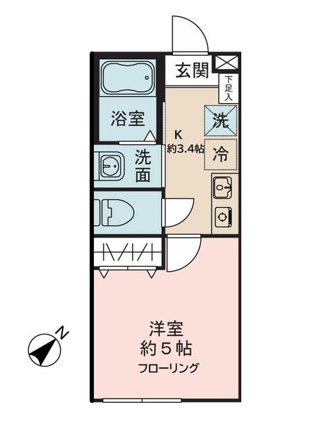 レオ五拾壱番館(1K/1階)の間取り写真