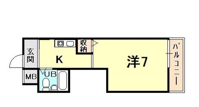 ROYALE離宮西宮(1K/2階)の間取り写真