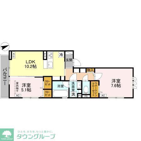 クレードルグラン(2LDK/2階)の間取り写真