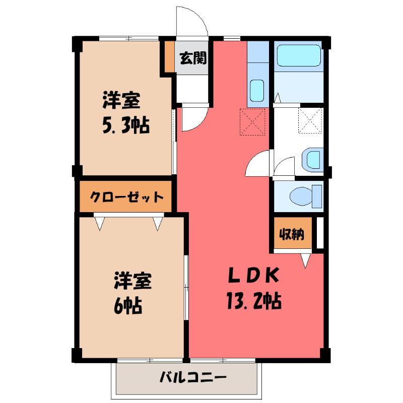 パークシルク(2LDK/2階)の間取り写真