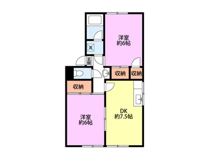 ハイツコンチェルトB(2DK/2階)の間取り写真