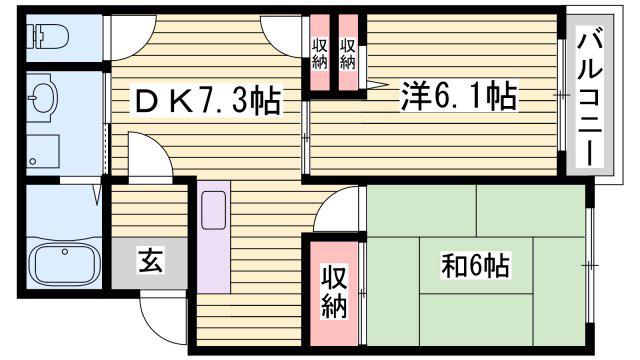 アムール大津(2DK/2階)の間取り写真