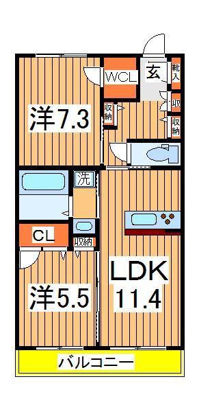 GRANDY VILLA CENTRAL PARK Ⅰ(2LDK/3階)の間取り写真