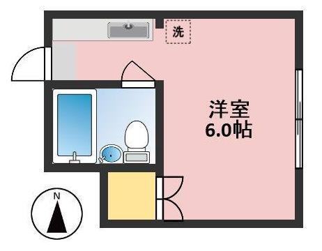 カトルセゾン(ワンルーム/2階)の間取り写真