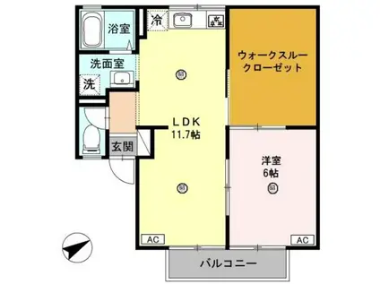 サンパティーク松本 A棟(1LDK/2階)の間取り写真