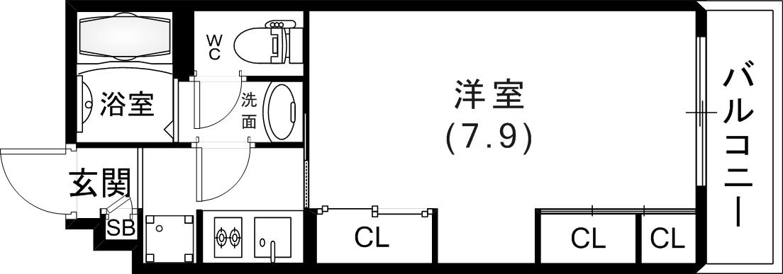 リブリ・式 部(1K/2階)の間取り写真