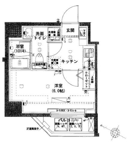ハーモニーレジデンス田町(1K/6階)の間取り写真