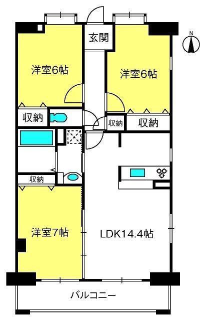ガーデンコート浦和東(3LDK/5階)の間取り写真