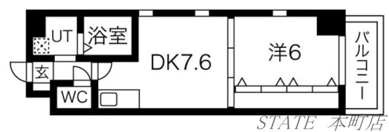 ビエラ江戸堀(1DK/10階)の間取り写真