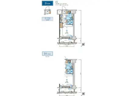 リヴシティ横濱ヒルサイドテラス(1K/4階)の間取り写真
