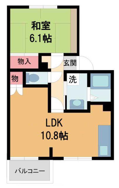 谷口町ハイツA棟(1LDK/2階)の間取り写真
