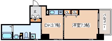 オーキッドレジデンス神戸三宮(1DK/2階)の間取り写真