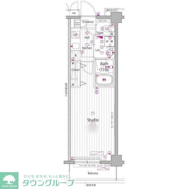 ガーラ・ヒルズ新宿(1K/1階)の間取り写真