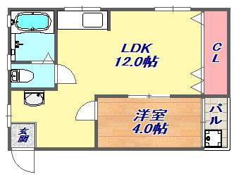クリーンハイツ大原(1LDK/3階)の間取り写真