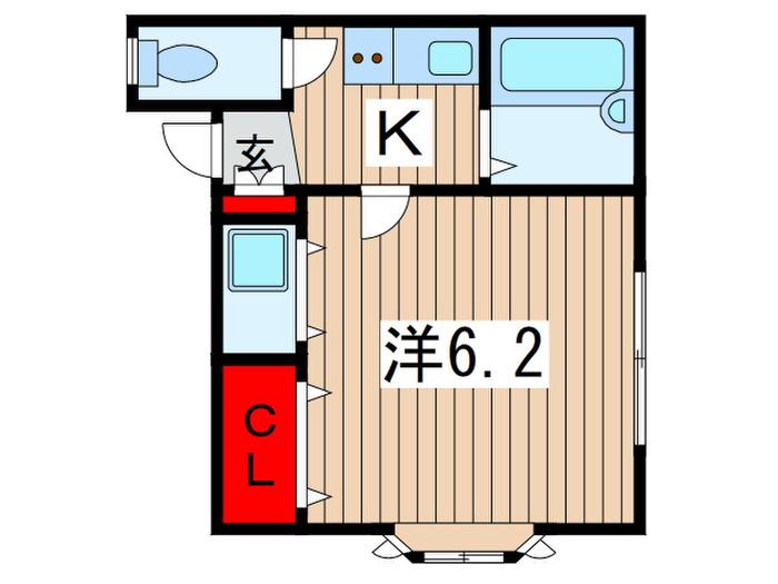 稲毛台フラット(1K/1階)の間取り写真