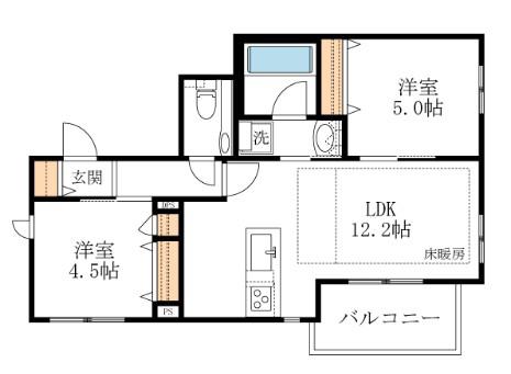 木月4丁目メゾン(2LDK/4階)の間取り写真