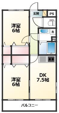 ウィステリア3(2DK/1階)の間取り写真