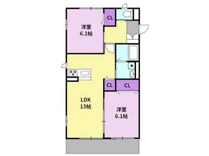 メゾン・ド・クレール(2LDK/1階)の間取り写真