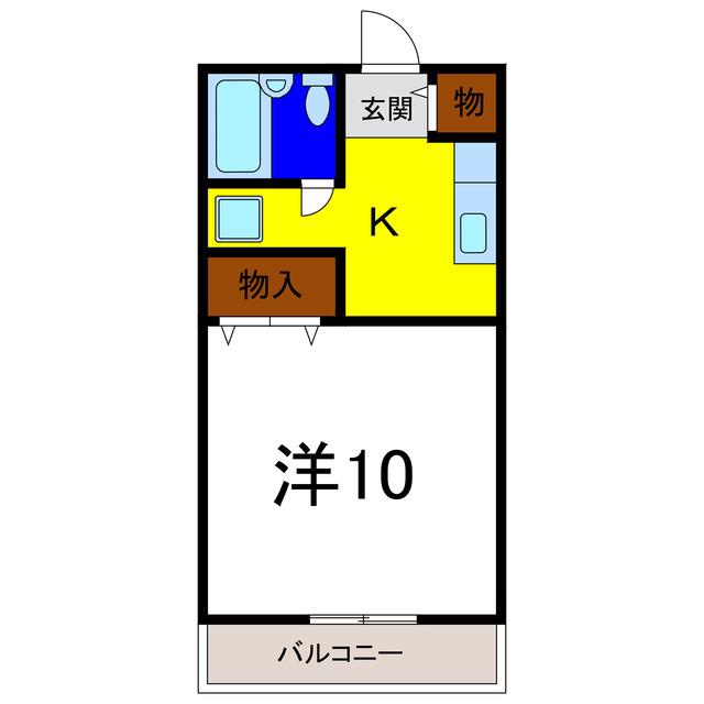 ライズコート(1K/3階)の間取り写真