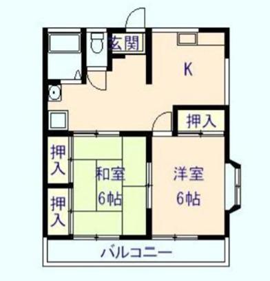 弥生ハイツ(2K/1階)の間取り写真