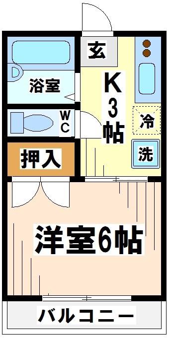 第二杉田ハイツ 当社管理物件(1K/2階)の間取り写真